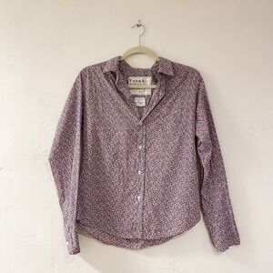 Frank & Eileen Barry Button Down Blouse in Red White Blue Floral Small